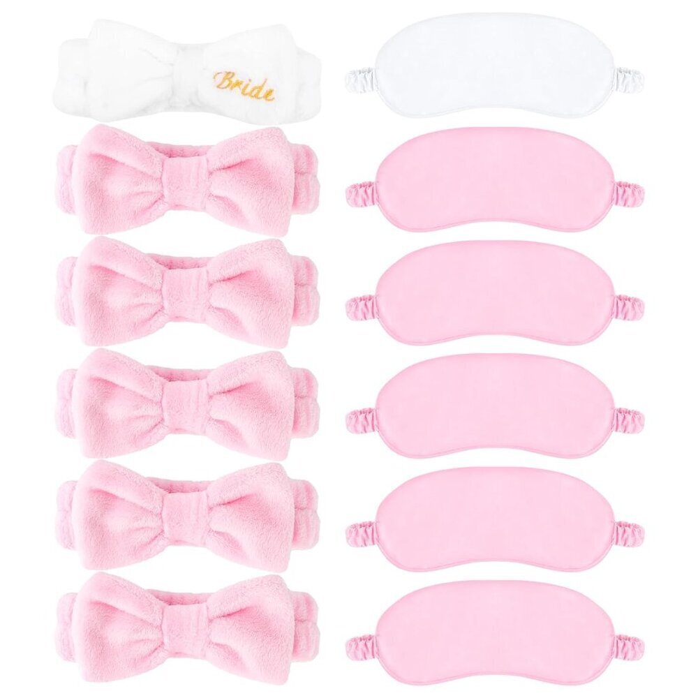 12pcs Bridal Spa Headbands Eye Masks Set Bachelorette Bridesmaid Gifts